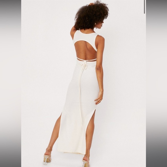 Nasty Gal scoop neck backless tie maxi dress sz 8 NWT - Picture 8 of 14